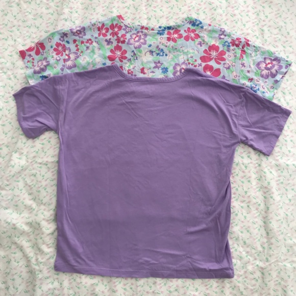 T-Shirts Bundle Lot Girls XXL or Adult S/M Pink Purple Blue Floral - Picture 7 of 8